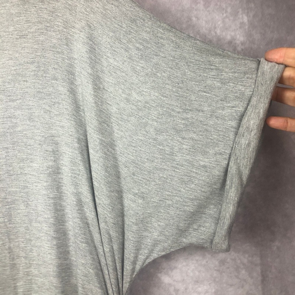 Lane Bryant Midi Dress 22 / 24 Gray Ruched High Neck Short Sleeve Stretch NEW! - Picture 4 of 13